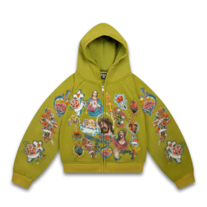 We Are Righteous Moss Risen King Zip Up front view